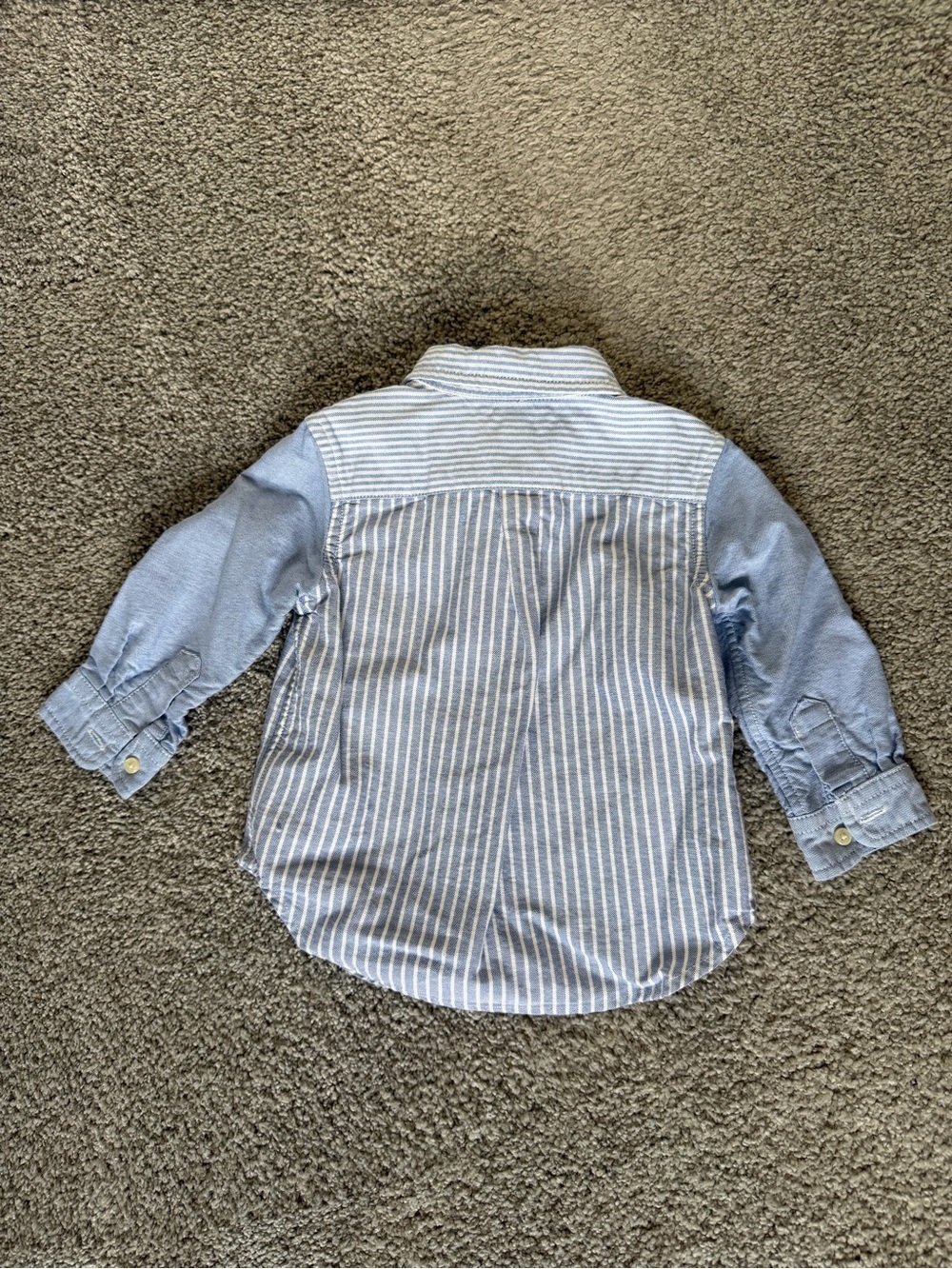 Ralph Lauren Light Blue & White Striped Button-Down Shirt Size 12M - Picture 2 of 5
